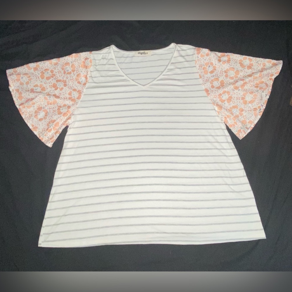 Haptics by Holly Harper Stripes & Floral Top 1X